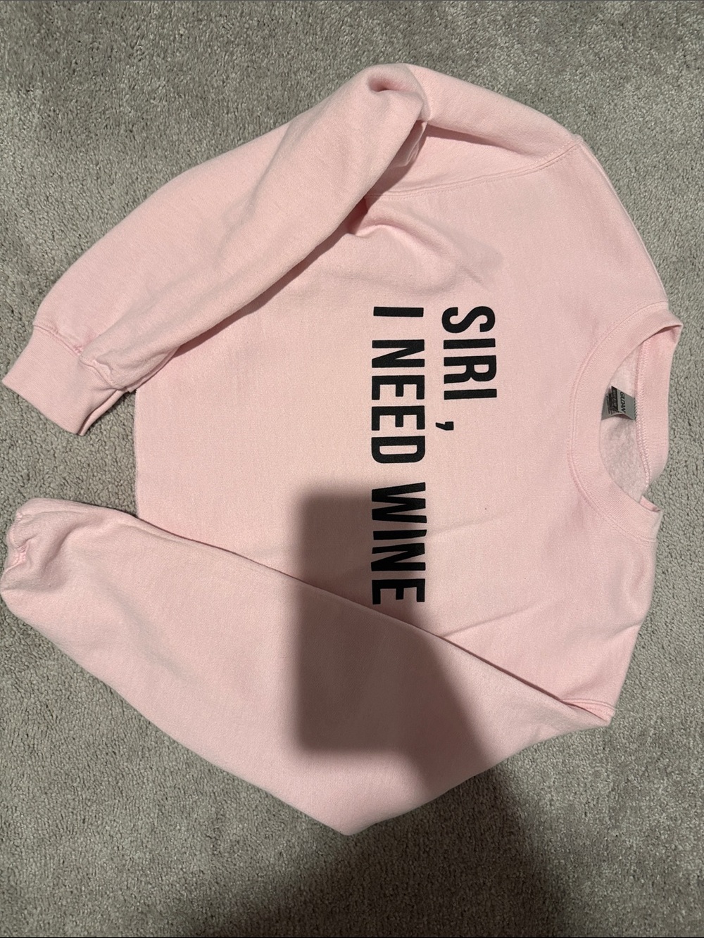 Pink 'SIRI, I NEED WINE' Graphic Sweatshirt
